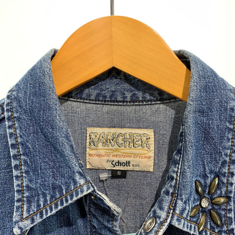 【中古品】【メンズ】 SCHOTT ショット 3135062 スタッズ デニムウェスタンシャツ 145-260818-nm-65-tei サイズ：S 万代Net店