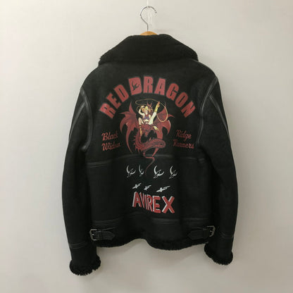 【中古品】【メンズ】 AVIREX アヴィレックス RED DRAGON LEATHER MOUTON JACKET 783-2250018 レッドドラゴン レザー ムートンジャケット アウター 145-250306-kk-21-tei サイズ：M カラー：ブラック 万代Net店