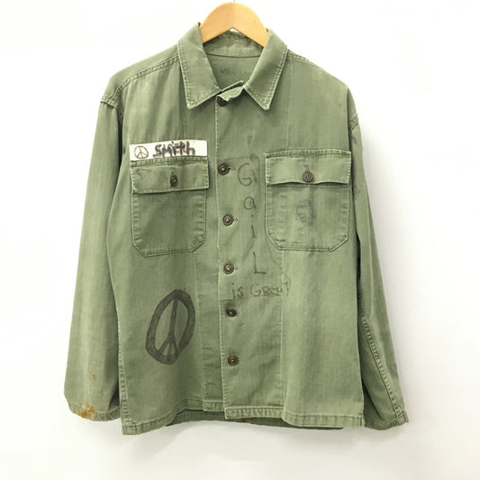 【現状渡し品】【メンズ】 U.S. ARMY アメリカ軍 40～50's UTILITY SHIRT VINTAGE 40-50年代 ユーティリティーシャツ 長袖 トップス ミリタリー ヴィンテージ 145-240928-kk-3-fuz サイズ：表記無し 下記参照 カラー：オリーブ 万代Net店
