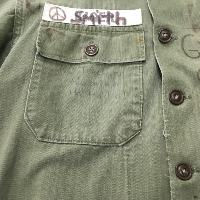 【現状渡し品】【メンズ】 U.S. ARMY アメリカ軍 40～50's UTILITY SHIRT VINTAGE 40-50年代 ユーティリティーシャツ 長袖 トップス ミリタリー ヴィンテージ 145-240928-kk-3-fuz サイズ：表記無し 下記参照 カラー：オリーブ 万代Net店