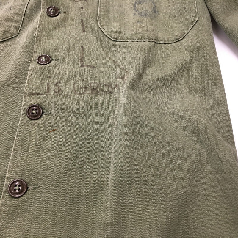 【現状渡し品】【メンズ】 U.S. ARMY アメリカ軍 40～50's UTILITY SHIRT VINTAGE 40-50年代 ユーティリティーシャツ 長袖 トップス ミリタリー ヴィンテージ 145-240928-kk-3-fuz サイズ：表記無し 下記参照 カラー：オリーブ 万代Net店