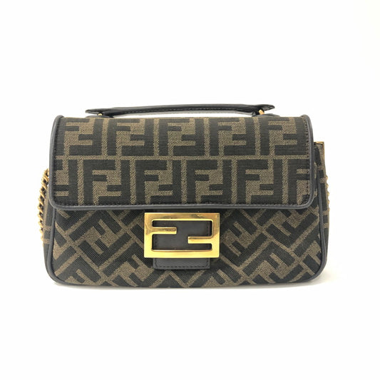 【中古品】【レディース】 FENDI フェンディ BAGUETTE CHAIN MIDI SHOULDER BAG 8BR793 ALG7 F1HZO FFロゴ ファブリック バケットチェーンミニ ショルダーバッグ カバン 180-241005-kk-24-tei カラー：ブラウン 万代Net店