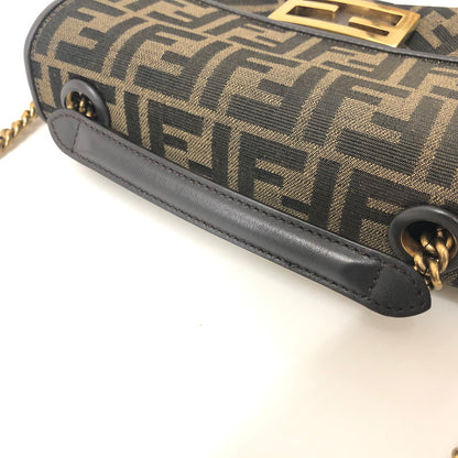 【中古品】【レディース】 FENDI フェンディ BAGUETTE CHAIN MIDI SHOULDER BAG 8BR793 ALG7 F1HZO FFロゴ ファブリック バケットチェーンミニ ショルダーバッグ カバン 180-241005-kk-24-tei カラー：ブラウン 万代Net店