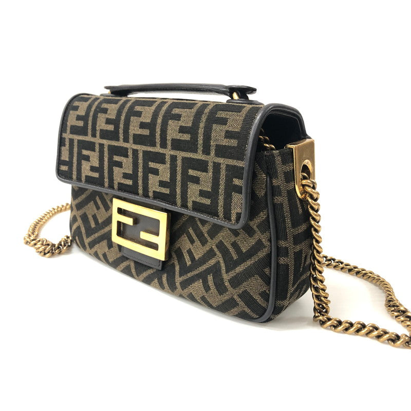 【中古品】【レディース】 FENDI フェンディ BAGUETTE CHAIN MIDI SHOULDER BAG 8BR793 ALG7 F1HZO FFロゴ ファブリック バケットチェーンミニ ショルダーバッグ カバン 180-241005-kk-24-tei カラー：ブラウン 万代Net店