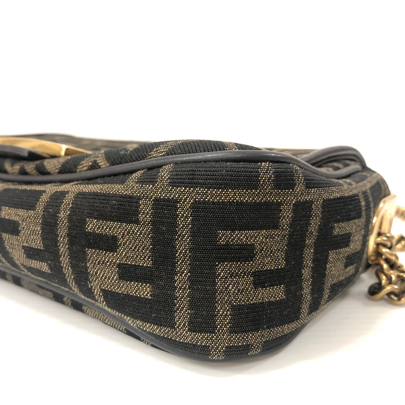 【中古品】【レディース】 FENDI フェンディ BAGUETTE CHAIN MIDI SHOULDER BAG 8BR793 ALG7 F1HZO FFロゴ ファブリック バケットチェーンミニ ショルダーバッグ カバン 180-241005-kk-24-tei カラー：ブラウン 万代Net店