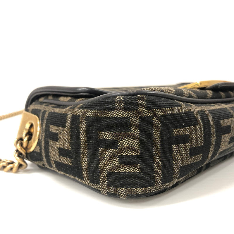 【中古品】【レディース】 FENDI フェンディ BAGUETTE CHAIN MIDI SHOULDER BAG 8BR793 ALG7 F1HZO FFロゴ ファブリック バケットチェーンミニ ショルダーバッグ カバン 180-241005-kk-24-tei カラー：ブラウン 万代Net店