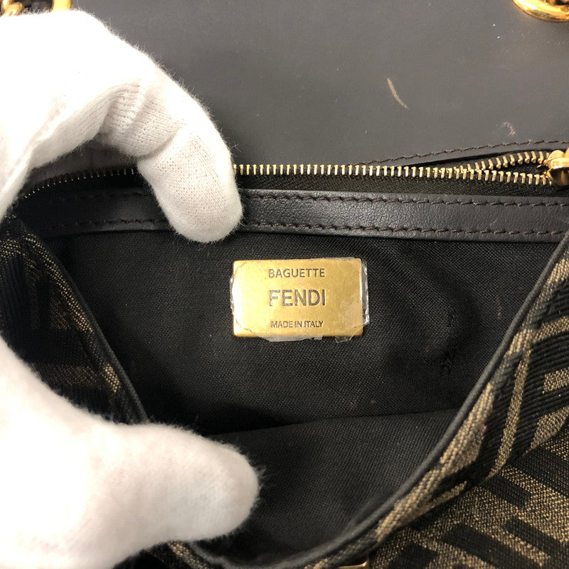 【中古品】【レディース】 FENDI フェンディ BAGUETTE CHAIN MIDI SHOULDER BAG 8BR793 ALG7 F1HZO FFロゴ ファブリック バケットチェーンミニ ショルダーバッグ カバン 180-241005-kk-24-tei カラー：ブラウン 万代Net店