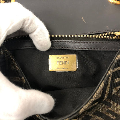 【中古品】【レディース】 FENDI フェンディ BAGUETTE CHAIN MIDI SHOULDER BAG 8BR793 ALG7 F1HZO FFロゴ ファブリック バケットチェーンミニ ショルダーバッグ カバン 180-241005-kk-24-tei カラー：ブラウン 万代Net店