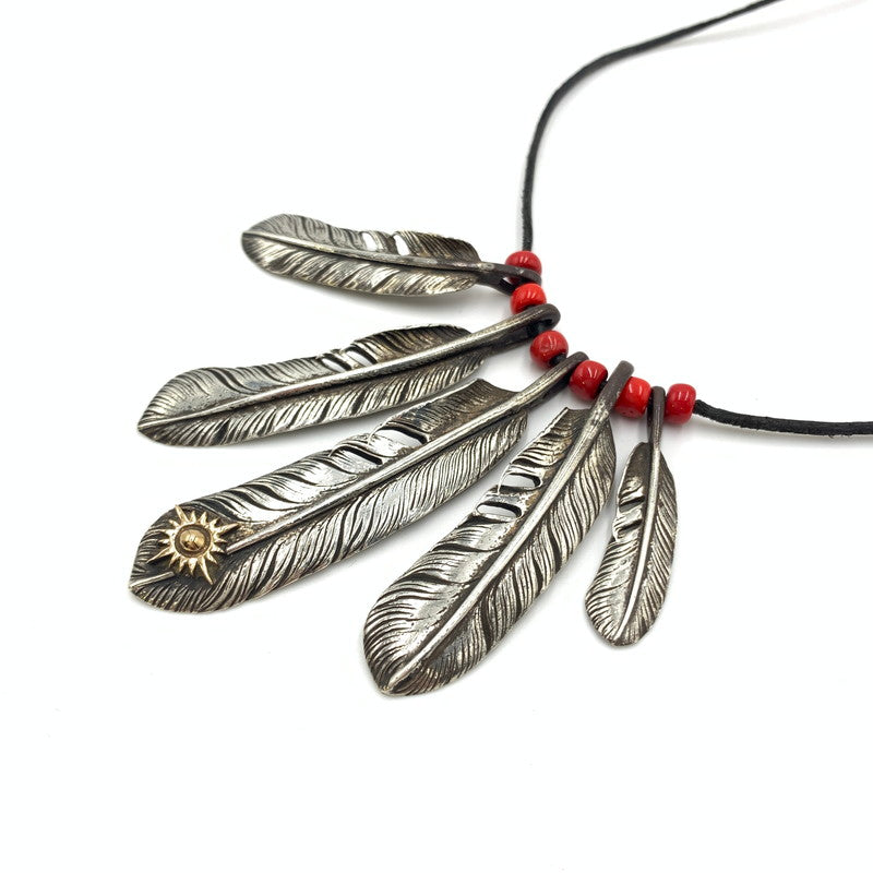 【中古品】【メンズ】  ARIZONA FREEDOM アリゾナフリーダム CUSTOM FEATHER NECKLACE 5連フェザー カスタムネックレス アクセサリー ネイティブジュエリー 191-241020-kk-26-tei カラー：シルバー 万代Net店