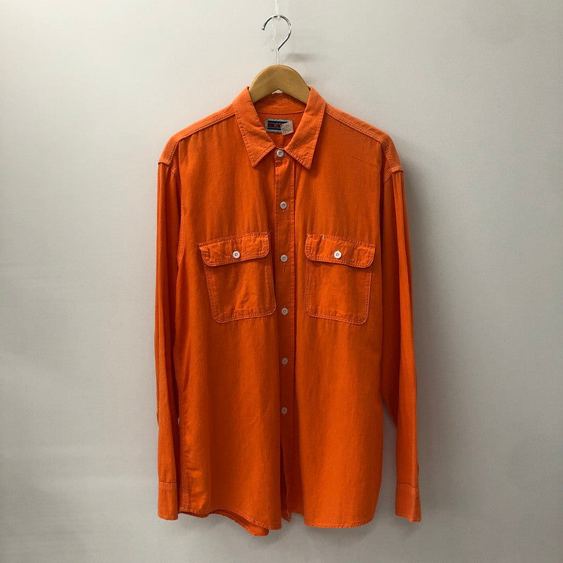 【中古品】【メンズ】  BIG MAC ビッグマック 80’s L/S PLAIN LIGHT FLANNEL SHIRT VINTAGE USA製 80年代 ロングスリーブ プレーン ライトフランネルシャツ 長袖 トップス ヴィンテージ 145-250208-kk-13-tei サイズ：表記無し 下記参照 カラー：オレンジ 万代Net店