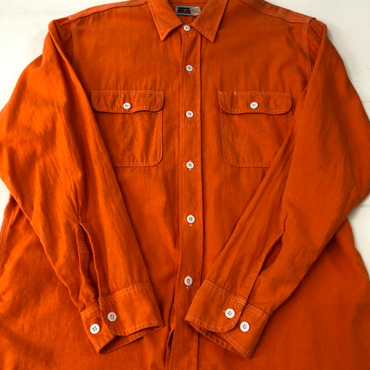 【中古品】【メンズ】  BIG MAC ビッグマック 80’s L/S PLAIN LIGHT FLANNEL SHIRT VINTAGE USA製 80年代 ロングスリーブ プレーン ライトフランネルシャツ 長袖 トップス ヴィンテージ 145-250208-kk-13-tei サイズ：表記無し 下記参照 カラー：オレンジ 万代Net店