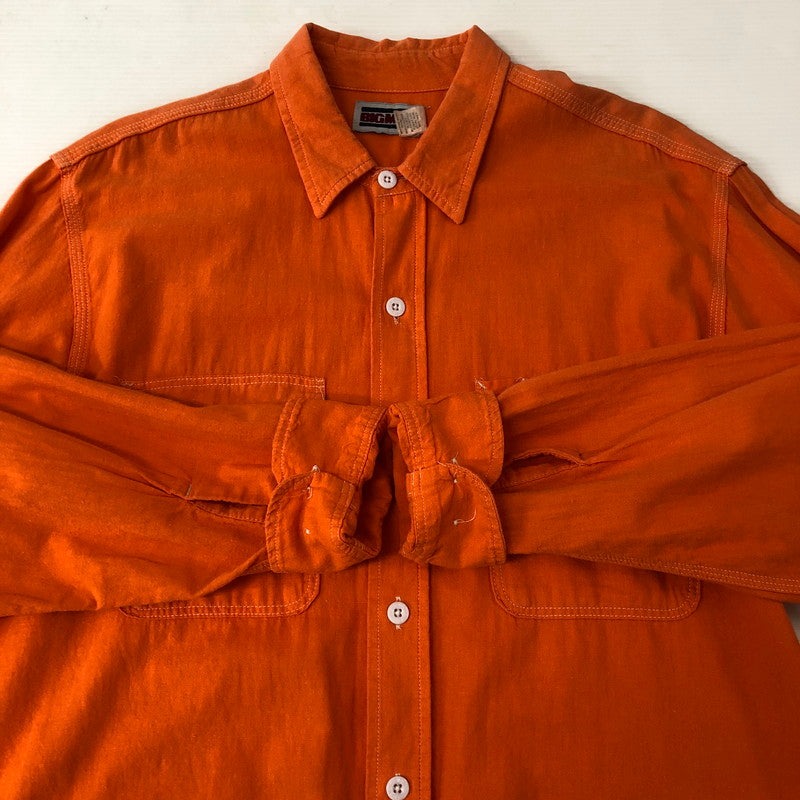 【中古品】【メンズ】  BIG MAC ビッグマック 80’s L/S PLAIN LIGHT FLANNEL SHIRT VINTAGE USA製 80年代 ロングスリーブ プレーン ライトフランネルシャツ 長袖 トップス ヴィンテージ 145-250208-kk-13-tei サイズ：表記無し 下記参照 カラー：オレンジ 万代Net店