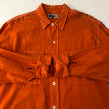 【中古品】【メンズ】  BIG MAC ビッグマック 80’s L/S PLAIN LIGHT FLANNEL SHIRT VINTAGE USA製 80年代 ロングスリーブ プレーン ライトフランネルシャツ 長袖 トップス ヴィンテージ 145-250208-kk-13-tei サイズ：表記無し 下記参照 カラー：オレンジ 万代Net店