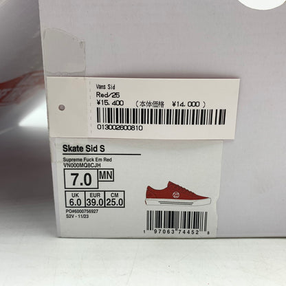 【中古品】【メンズ】 Supreme シュプリーム × VANS ヴァンズ 別注 コラボ SKATE SID SNEAKERS VN000MQ8CJH スケート シド スニーカー 靴 スウェード ローカット 149-260618-ko-19-tei サイズ：25cm カラー：レッド 万代Net店