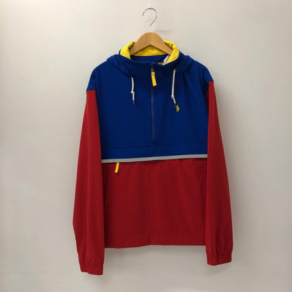 【中古美品】【メンズ】 HALFZIP PULLOVER JACKET ハーフジップ プルオーバージャケット ライトアウター 147-241020-kk-05-tei サイズ：M カラー：ブルー/レッド 万代Net店
