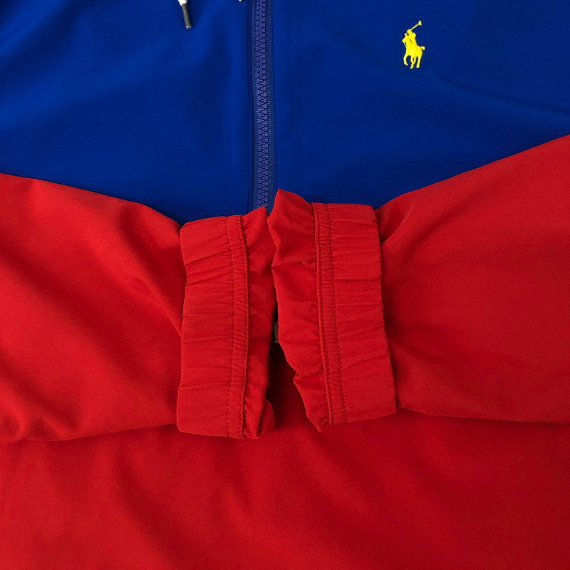 【中古美品】【メンズ】 HALFZIP PULLOVER JACKET ハーフジップ プルオーバージャケット ライトアウター 147-241020-kk-05-tei サイズ：M カラー：ブルー/レッド 万代Net店