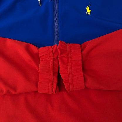 【中古美品】【メンズ】 HALFZIP PULLOVER JACKET ハーフジップ プルオーバージャケット ライトアウター 147-241020-kk-05-tei サイズ：M カラー：ブルー/レッド 万代Net店