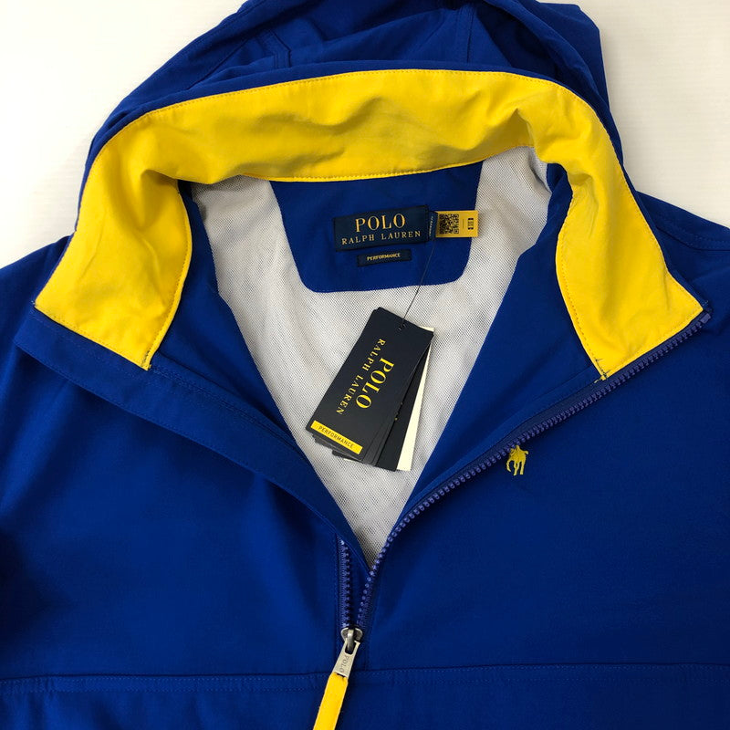 【中古美品】【メンズ】 HALFZIP PULLOVER JACKET ハーフジップ プルオーバージャケット ライトアウター 147-241020-kk-05-tei サイズ：M カラー：ブルー/レッド 万代Net店