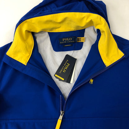 【中古美品】【メンズ】 HALFZIP PULLOVER JACKET ハーフジップ プルオーバージャケット ライトアウター 147-241020-kk-05-tei サイズ：M カラー：ブルー/レッド 万代Net店