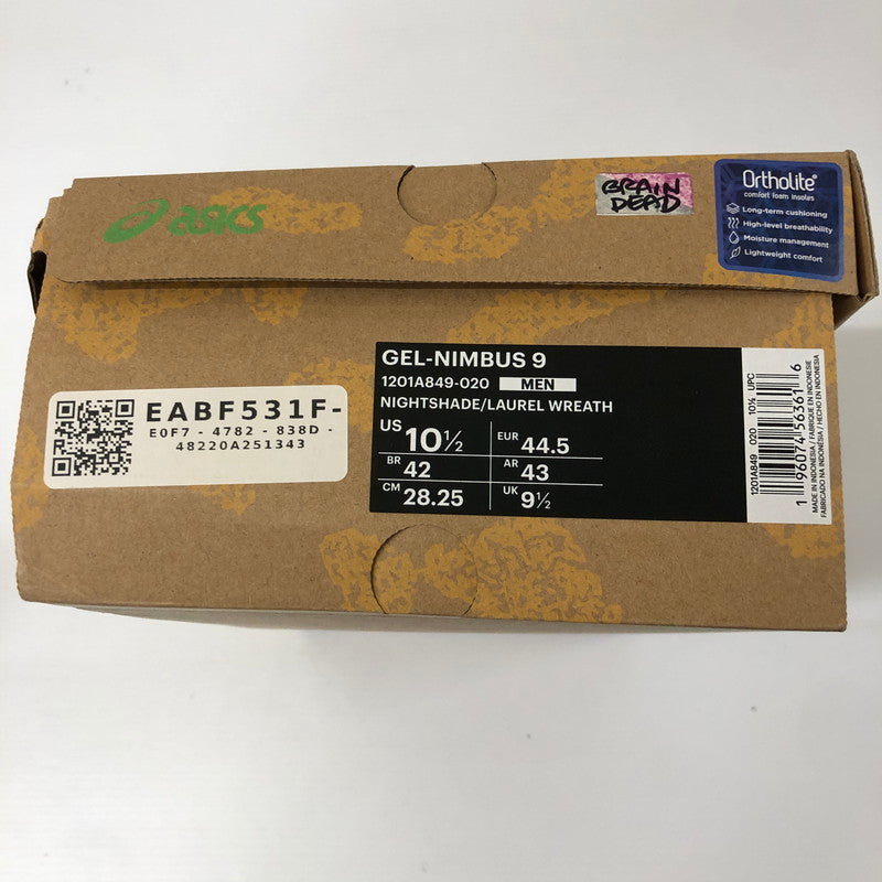 【中古品】【メンズ】 × BRAIN DEAD ブレインデッド 別注 コラボ GEL-NIMBUS 9 NIGHTSHADE 1201A849-020 ゲル ニンバス9 スニーカー 靴 162-241023-kk-16-tei サイズ：28.25cm/US 10 1/2 カラー：NIGHTSHADE/LAUREL WREATH 万代Net店