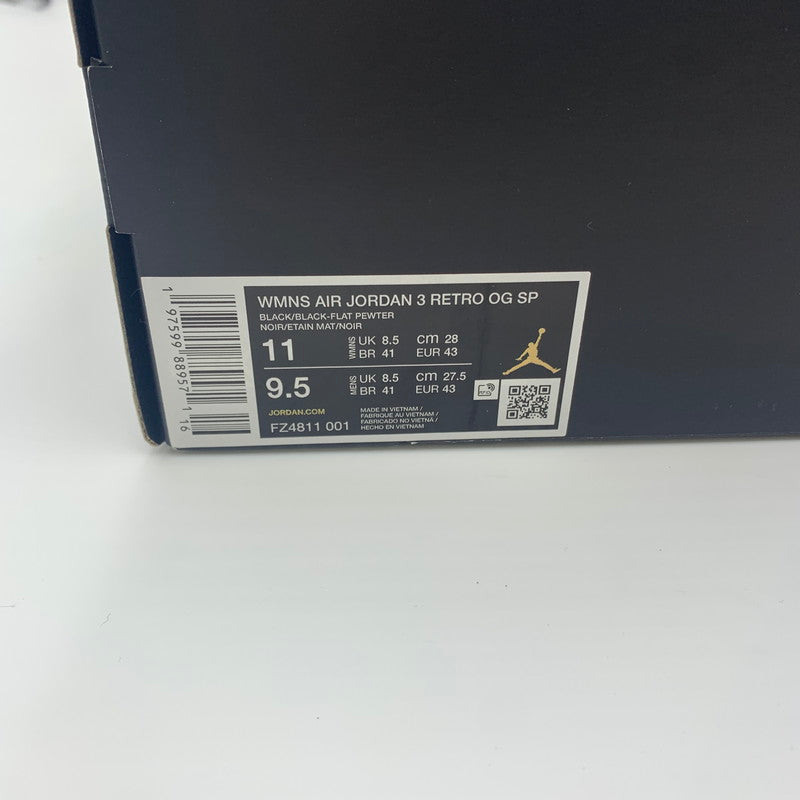 【中古美品】【メンズ】 NIKE ナイキ × A MA MANIERE ア マ マニエール 別注 コラボ 24AW WMNS AIR JORDAN 3 RETRO OG SP FZ4811-001 ウィメンズ エアジョーダン3 レトロ スニーカー 靴 160-241025-kk-14-tei カラー：BLACK/BLACK-FLAT PEWTER 万代Net店