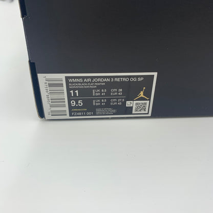 【中古美品】【メンズ】 NIKE ナイキ × A MA MANIERE ア マ マニエール 別注 コラボ 24AW WMNS AIR JORDAN 3 RETRO OG SP FZ4811-001 ウィメンズ エアジョーダン3 レトロ スニーカー 靴 160-241025-kk-14-tei カラー：BLACK/BLACK-FLAT PEWTER 万代Net店