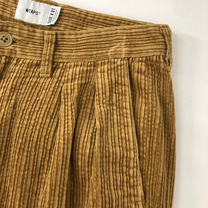 【中古品】【メンズ】 WTAPS ダブルタップス 21AW TUCK 02 TROUSERS/COTTON.CORDUROY 212TQDT-PTM02 コーデュロイ トラウザーパンツ ボトムス 153-241110-kk-31-tei サイズ：01 カラー：キャメル 万代Net店