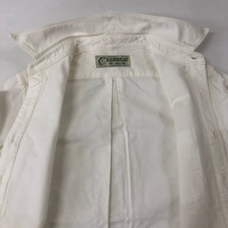 【中古品】【メンズ】  SAMURAI JIANS サムライジーンズ B.D SHIRT ボタンダウンシャツ 七分丈 トップス SAMURAI Uo Tsuri Club 145-250107-kk-12-tei サイズ：XS カラー：ホワイト 万代Net店