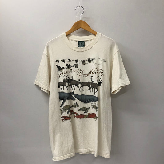【中古品】【メンズ】  LIBERTY GRAPHICS リバティーグラフィックス 90's Diana Dee Tyler Animal Migration T-shirt 90年代 ディアナ・ディー・タイラー アニマル マイグレーション Tシャツ 半袖 トップス 145-250123-kk-04-tei サイズ：M カラー：アイボリー 万代Net店
