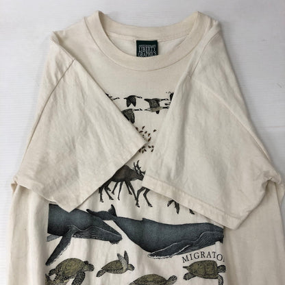 【中古品】【メンズ】 LIBERTY GRAPHICS リバティーグラフィックス 90's Diana Dee Tyler Animal Migration T-shirt 90年代 ディアナ・ディー・タイラー アニマル マイグレーション Tシャツ 半袖 トップス 145-250123-kk-04-tei サイズ：M カラー：アイボリー 万代Net店