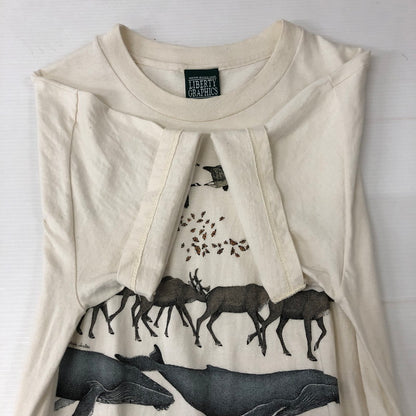 【中古品】【メンズ】 LIBERTY GRAPHICS リバティーグラフィックス 90's Diana Dee Tyler Animal Migration T-shirt 90年代 ディアナ・ディー・タイラー アニマル マイグレーション Tシャツ 半袖 トップス 145-250123-kk-04-tei サイズ：M カラー：アイボリー 万代Net店