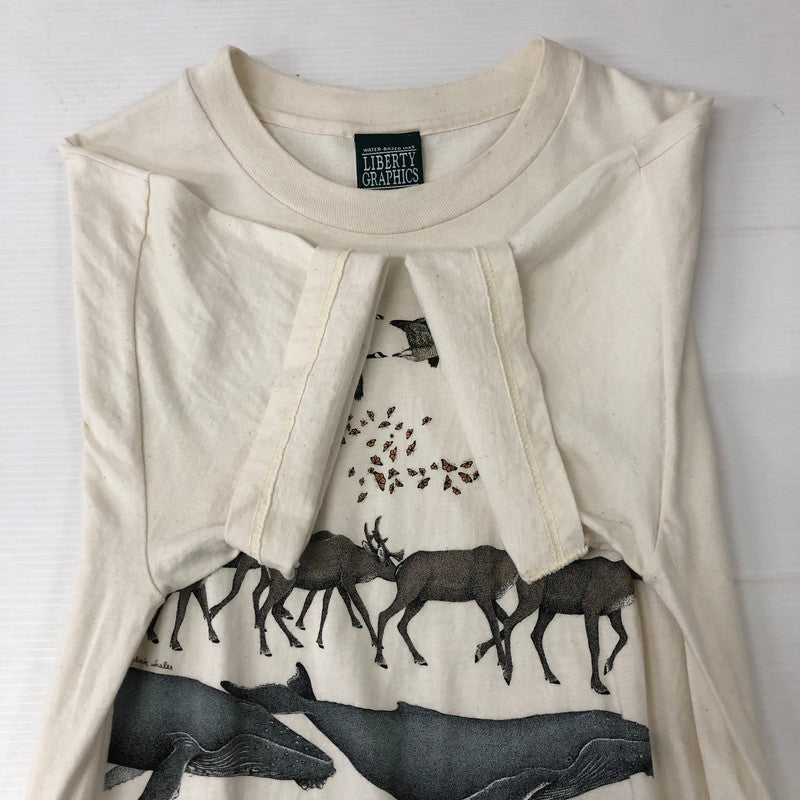 【中古品】【メンズ】  LIBERTY GRAPHICS リバティーグラフィックス 90's Diana Dee Tyler Animal Migration T-shirt 90年代 ディアナ・ディー・タイラー アニマル マイグレーション Tシャツ 半袖 トップス 145-250123-kk-04-tei サイズ：M カラー：アイボリー 万代Net店
