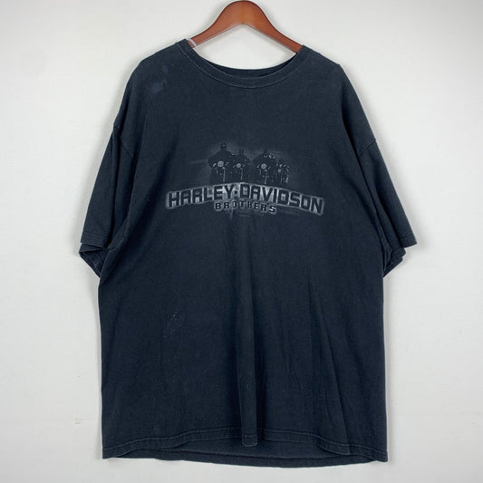 【中古品】【メンズ】 HARLEY DAVIDSON ハーレーダビッドソン 00s S/S PRINT TEE 00年代 ショートスリーブ プリント Tシャツ 半袖 トップス HANESボディ USA製 145-251023-yy-09-tei サイズ：2XL カラー：ブラック 万代Net店