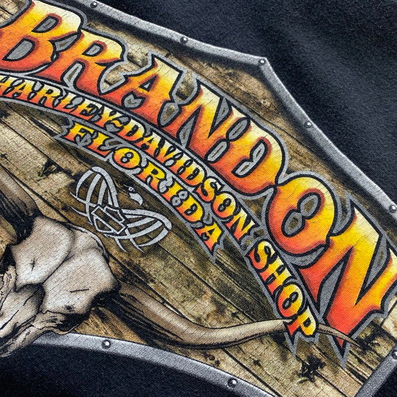 【中古品】【メンズ】 HARLEY DAVIDSON ハーレーダビッドソン 00s S/S PRINT TEE 00年代 ショートスリーブ プリント Tシャツ 半袖 トップス HANESボディ USA製 145-251023-yy-09-tei サイズ：2XL カラー：ブラック 万代Net店