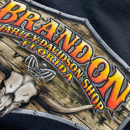 【中古品】【メンズ】 HARLEY DAVIDSON ハーレーダビッドソン 00s S/S PRINT TEE 00年代 ショートスリーブ プリント Tシャツ 半袖 トップス HANESボディ USA製 145-251023-yy-09-tei サイズ：2XL カラー：ブラック 万代Net店