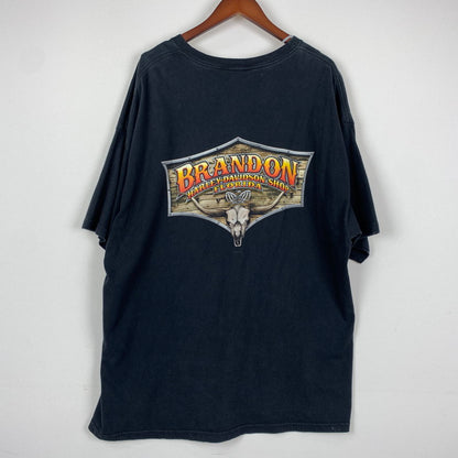 【中古品】【メンズ】 HARLEY DAVIDSON ハーレーダビッドソン 00s S/S PRINT TEE 00年代 ショートスリーブ プリント Tシャツ 半袖 トップス HANESボディ USA製 145-251023-yy-09-tei サイズ：2XL カラー：ブラック 万代Net店
