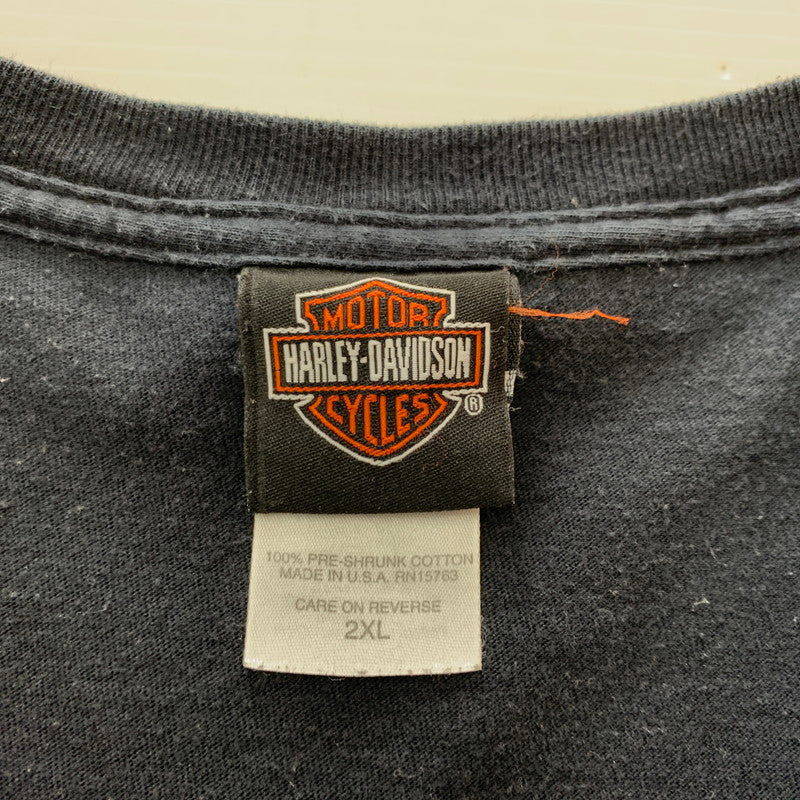 【中古品】【メンズ】 HARLEY DAVIDSON ハーレーダビッドソン 00s S/S PRINT TEE 00年代 ショートスリーブ プリント Tシャツ 半袖 トップス HANESボディ USA製 145-251023-yy-09-tei サイズ：2XL カラー：ブラック 万代Net店