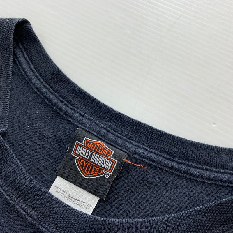 【中古品】【メンズ】 HARLEY DAVIDSON ハーレーダビッドソン 00s S/S PRINT TEE 00年代 ショートスリーブ プリント Tシャツ 半袖 トップス HANESボディ USA製 145-251023-yy-09-tei サイズ：2XL カラー：ブラック 万代Net店