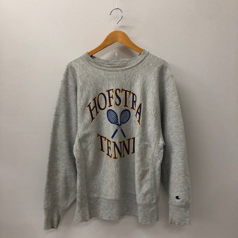 【中古品】【メンズ】 Champion チャンピオン 80's HOFSTRA TENNIS PRINT REVERSE WEAVE CREWNECK SWEATSHIRT VINTAGE 80年代 リバースウィーブ クルーネック スウェットシャツ トップス ヴィンテージ 3段プリント 145-241115-kk-23-tei サイズ：L カラー：グレー 万代Net店