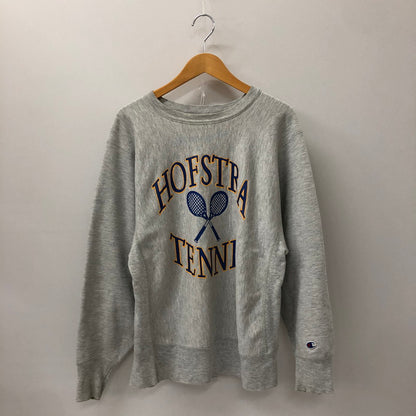 【中古品】【メンズ】 Champion チャンピオン 80's HOFSTRA TENNIS PRINT REVERSE WEAVE CREWNECK SWEATSHIRT VINTAGE 80年代 リバースウィーブ クルーネック スウェットシャツ トップス ヴィンテージ 3段プリント 145-241115-kk-23-tei サイズ：L カラー：グレー 万代Net店