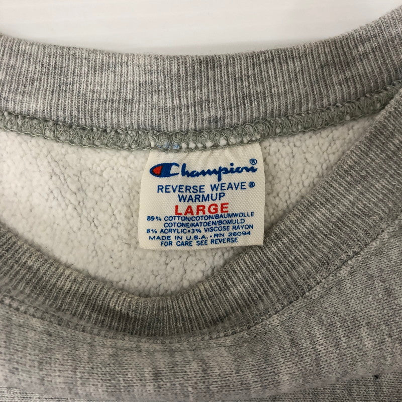 【中古品】【メンズ】 Champion チャンピオン 80's HOFSTRA TENNIS PRINT REVERSE WEAVE CREWNECK SWEATSHIRT VINTAGE 80年代 リバースウィーブ クルーネック スウェットシャツ トップス ヴィンテージ 3段プリント 145-241115-kk-23-tei サイズ：L カラー：グレー 万代Net店