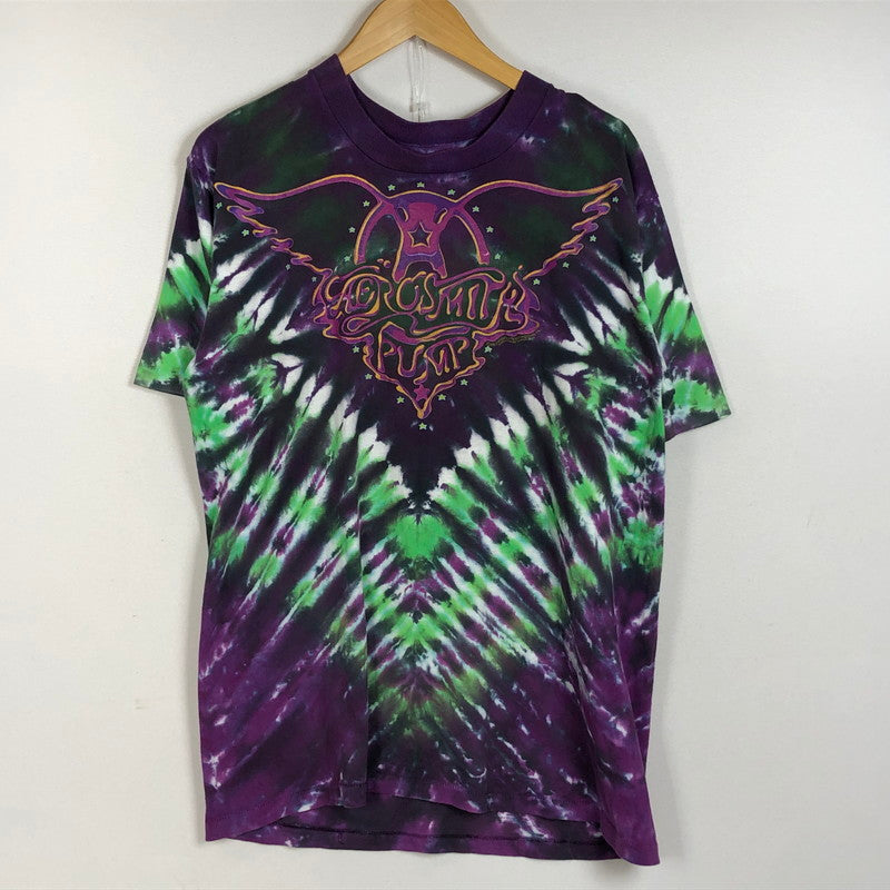 【中古品】【メンズ】 UNKNOWN 90’s AEROSMITH TIEDYE TEE 90年代 エアロスミス タイダイ Ｔシャツ 半袖 トップス 145-260711-sa-07-tei サイズ：L カラー：パープル 万代Net店