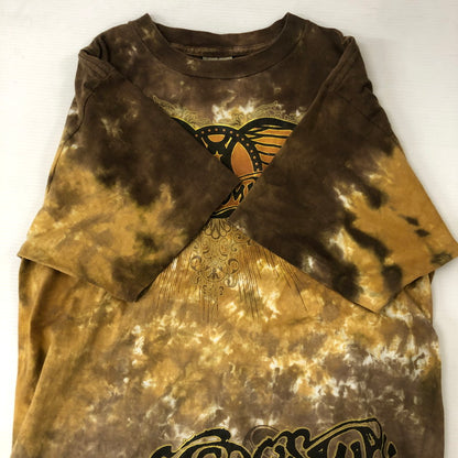 【中古品】【メンズ】  LIQUID BLUE リキッドブルー 00's AERO SMITH TIE DYE CONCERT T-SHIRT 00年代 エアロスミス タイダイ コンサート Tシャツ 半袖 トップス 145-250123-kk-02-tei サイズ：M カラー：ブラウン 万代Net店