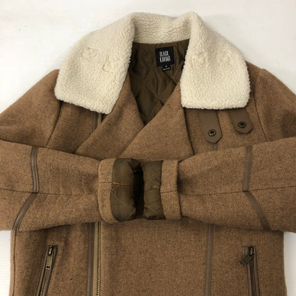 【中古品】【メンズ】  BLACK KAVIAR ブラックキャビア BOA COLLAR WOOL COAT ボアカラー ウールコート アウター 145-250117-kk-01-tei サイズ：S カラー：ブラウン 万代Net店