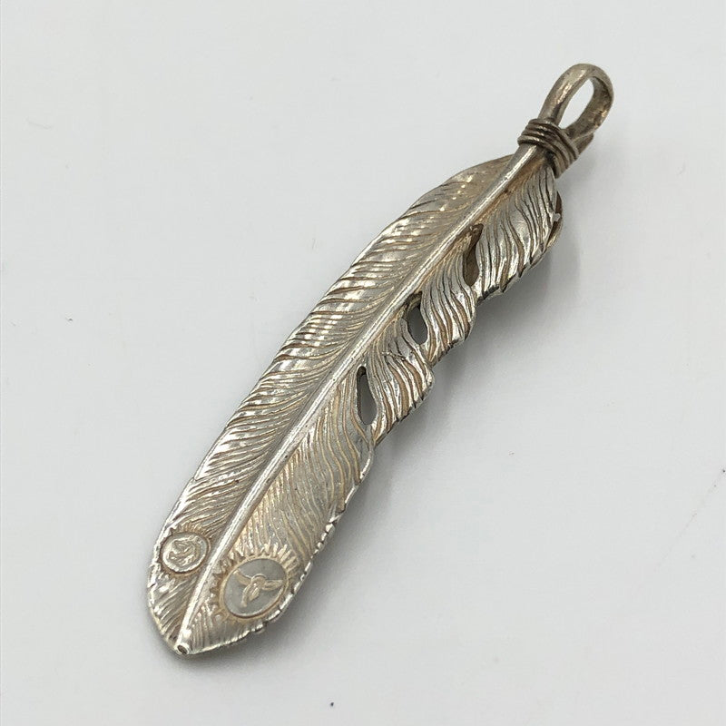 【中古品】【メンズ】 TADY＆KING タディーアンドキング ハートSVフェザー銀縄ターコイズ Lサイズ tkgh-009 左向き アクセサリー ペンダントトップ ネイティブジュエリー 191-250227-kk-13-fuz カラー：シルバー 万代Net店