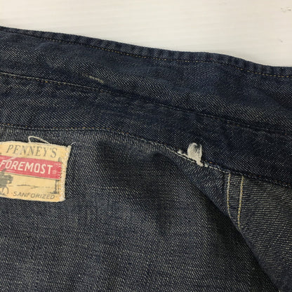 【中古品】【メンズ】  PENNEY'S FOREMOST ぺニーズフォアモスト 50~60's DENIM WESTERN SHIRT VINTAGE 50-60年代 デニムウエスタンシャツ 長袖 トップス ヴィンテージ 145-241207-kk-13-tei サイズ：表記無し 下記参照 カラー：インディゴ 万代Net店