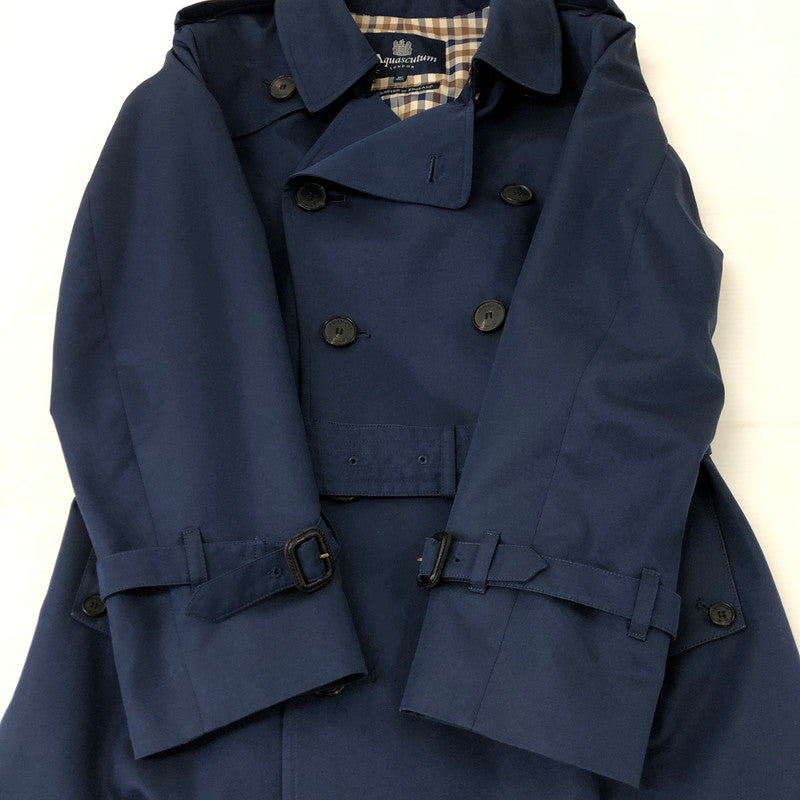 【中古品】【メンズ】 Aquascutum アクアスキュータム LONG TRENCH COAT 164 K0500 ロングトレンチコート アウター 141-250224-kk-09-tei サイズ：36 カラー：ネイビー 万代Net店