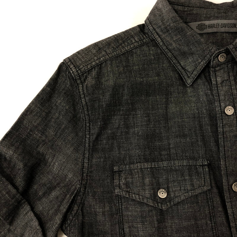 【中古品】【メンズ】 SLIM FIT DENIM S/S SHIRT 96233-18VM スリムフィット デニム ショートスリーブシャツ 半袖 トップス 145-250107-kk-29-tei サイズ：S カラー：ブラック 万代Net店