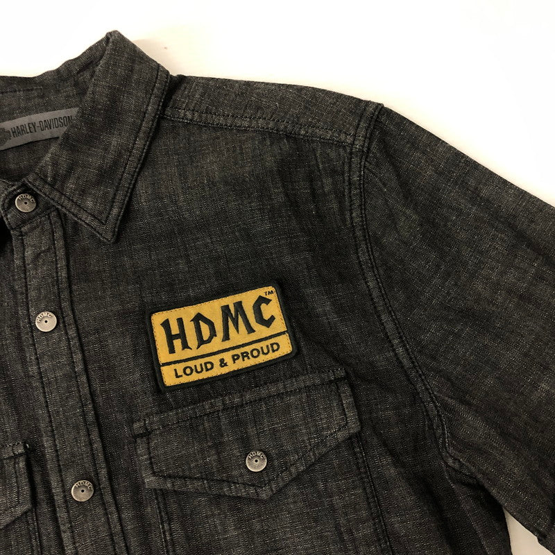 【中古品】【メンズ】 SLIM FIT DENIM S/S SHIRT 96233-18VM スリムフィット デニム ショートスリーブシャツ 半袖 トップス 145-250107-kk-29-tei サイズ：S カラー：ブラック 万代Net店