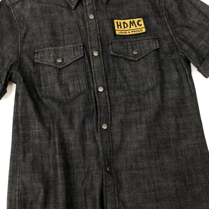 【中古品】【メンズ】 SLIM FIT DENIM S/S SHIRT 96233-18VM スリムフィット デニム ショートスリーブシャツ 半袖 トップス 145-250107-kk-29-tei サイズ：S カラー：ブラック 万代Net店